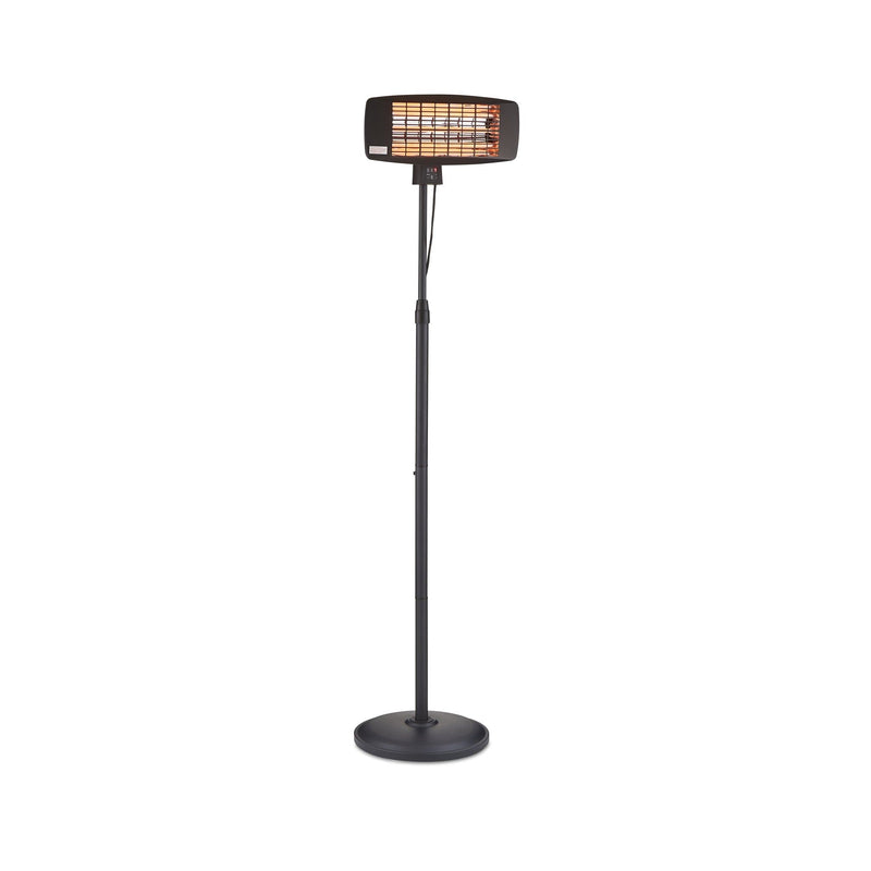 Full length, right-angled shot of the Swan Stand Patio Heater on a white background