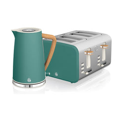 Nordic Green 4-Slice Toaster and Cordless Kettle Bundle