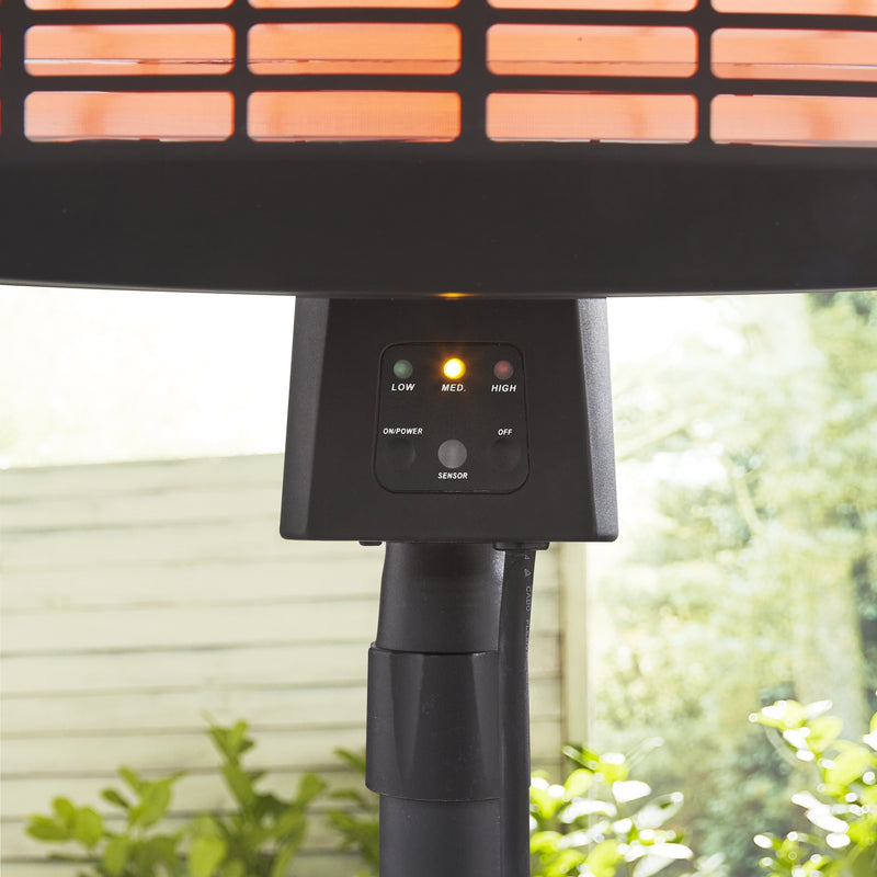 Close up of the Swan Stand Patio Heater's controls 