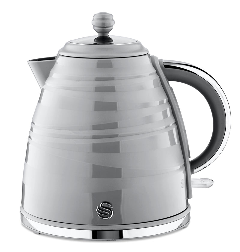 Side view of grey Swan Symphony 1.7 Litre Jug Kettle against a white background