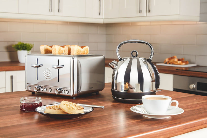 Swan 4 Slice Polished Stainless Steel Toaster