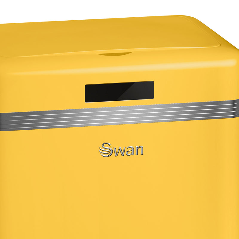 Close up of Yellow Swan Retro 45L Square Sensor Bin lid